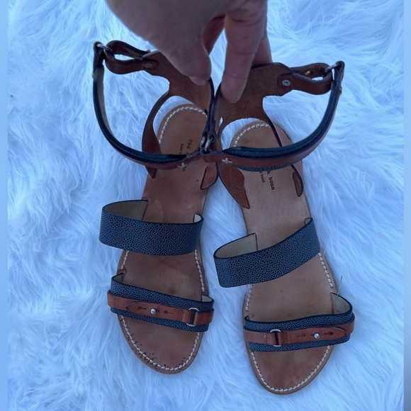 Rag & Bone Lara flat Leather Sandals in brown & grey Sz-39 (US 8.5). T - Picture 5 of 8